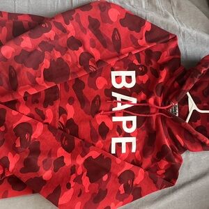 Bape Red and Black Camo Hoodie